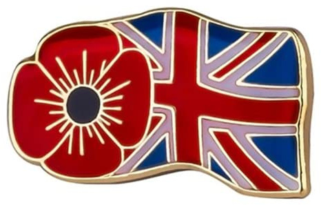 Bandera de país nacional con flor de amapola roja esmalte Pin insignia solapa broche Union Jack