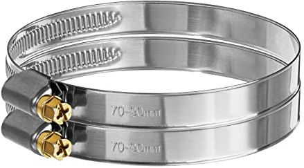 IHS Edelstahl Schlauchschellen DIN 3017 V2A Schneckengewinde Schellen W2 16-110mm Spannweite, viele Größen, geprägtes Band, 12mm Bandbreite 2x 70-90