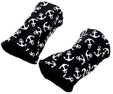Maritime Pulswärmer (Armstulpen) Baumwolljersey und Baumwoll-Fleece aus meiner Nähwerkstatt. (Schwarz)