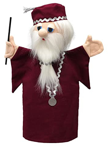 Handpuppe Puppe Handspielpuppe Plüschpuppe Märchenfigur Magier Zauberer 29 cm, Ideal für Puppentheatre und Rollenspiele, für Kinder Baby Jungen Mädchen