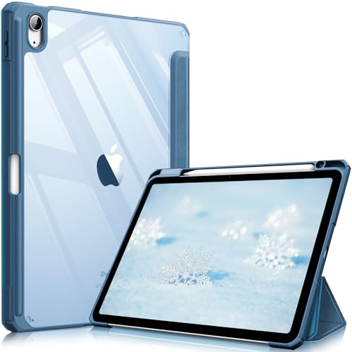 FINTIE Cover per iPad Air 11 M4/M3/M2 (2026-2024)/iPad Air 5a&4a Gen 10,9 | con Portapenne - Sottile Leggero Trasparente Custodia Posteriore con Bordo in TPU, Blu foschia