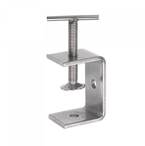 uxcell Stainless Steel C-Clamp, 58mm Wide Jaw Opening with T-Bar Handle for Woodworking Welding Building