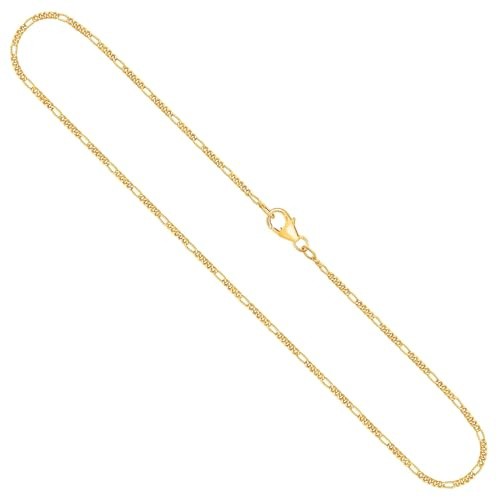 EDELIND Goldkette Damen Herren Halskette 1,5 mm Figarokette diamantiert 333, 375, 585 oder 750 aus Gelbgold, Echt Gold Kette, Goldkette mit Schmuck Geschenkbox
