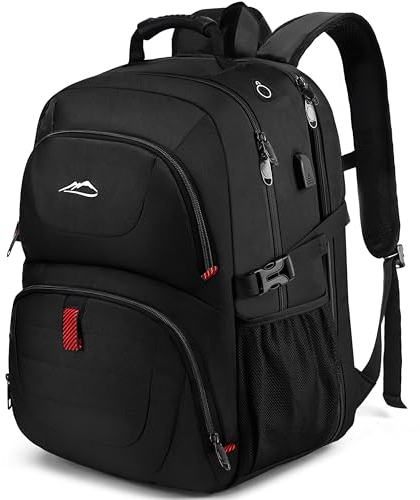 PROETRADE Extra Großer Rucksack Herren 50L Laptop Rucksack 17 Zoll Schulrucksack Laptoptasche Anti Diebstahl Business Reisen Arbeit Notebook College Rucksack für Teenager Damen(Schwarz)