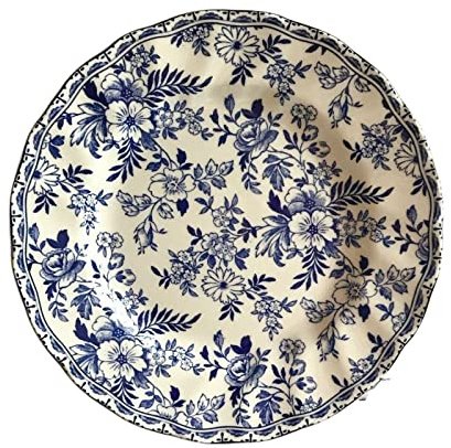 Platos llanos Plato de comedor de cerámica azul y blanco, plato de carne Vintage, plato de postre, plato pequeño de postre for el hogar, restaurante, café, plato de comedor redondo Vintage platos de e