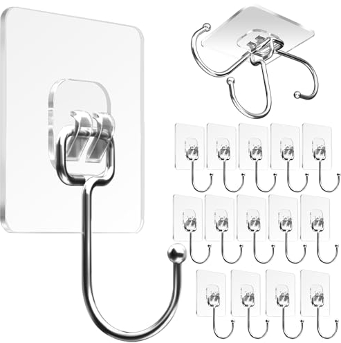 Große Klebehaken zum Aufhängen, robuste Wandhaken, 10 kg, selbstklebend, Handtuch, wasserdicht, transparent, für Taschen, Badezimmer, Dusche, Outdoor, Küche, Tassen, Tür, Mantel, klebrige Haken