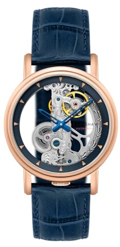 Thomas Earnshaw Herren 43 mm Fowler Bridge Automatik Skelett Uhr mit Lederband ES-8225