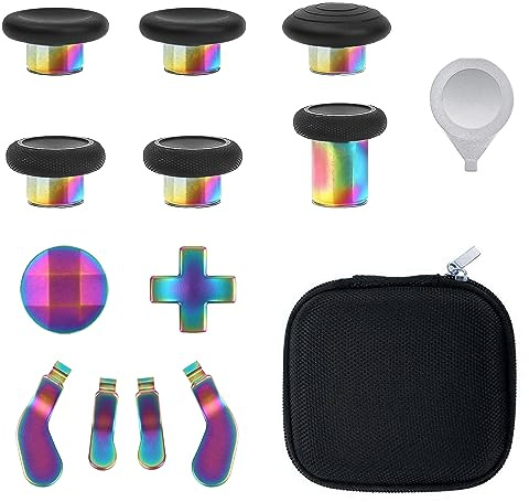 13 in 1 Metal Thumbsticks for Xbox Elite Controller Series 2 Zubehör, Ersatz Magnetische Tasten Kit Enthält 6 Metallbeschichtung Joysticks, 4 Paddles, 2 D-Pads, 1 Justierwerkzeug (Multicolor)