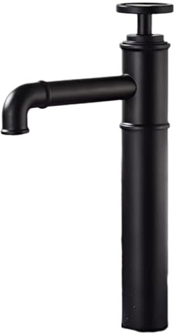 Rubinetto Lavabo Rubinetto Fengshui Industriale Tutto Rame Nero Rubinetto Per Lavabo Da Appoggio Per Lavabo Retrò Rosso Caldo E Freddo Stile Alto Nero