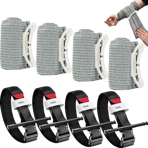 AEUZWR 4 Stücke Israeli Bandage + 4 Stücke Taktisches Tourniquet, Israeli Emergency Bandage, Emergency Bandage Israeli, Erste-Hilfe-Wunde Hämostatische Bandage für Alle Gelegenheiten