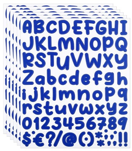 PATIKIL 6 Hojas de Pegatinas Autoadhesivas en Mayúsculas Letras y Números | Adhesivos de Vinilo, Azul Oscuro, para Buzón Ventana de Oficina Caja de Regalo Decoración de Scrapbook