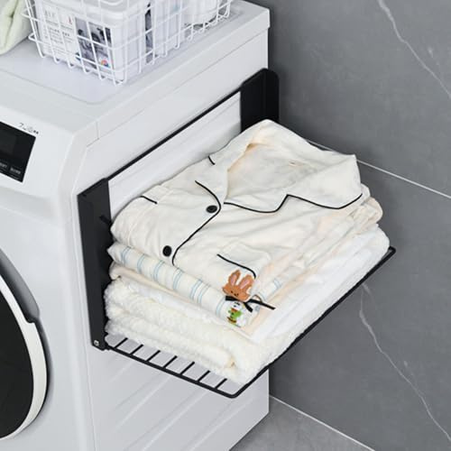 ROLIZOE Magnetic Multi-Purpose Organizer Shelf – Space-Saving Side Storage for Washing Machine, Fridge & Bathroom, Folding Towel Rack for Laundry Room & Camper Sink