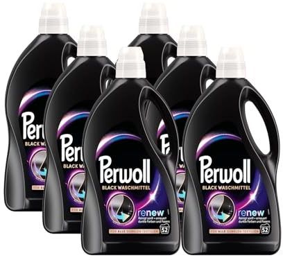 PERWOLL Black Waschmittel 6x52 WL (312 Waschladungen), Feinwaschmittel reinigt sanft und erneuert dunkle Farben und Fasern, für alle dunklen Textilien, mit Dreifach-Renew-Technologie
