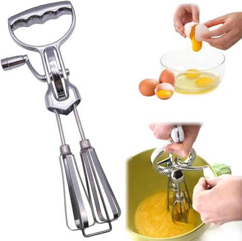 Schneeschläger Rührgerät Aus Edelstahl Halbautomatischer Schneebesen Handmixer Manuell Ohne Strom Halbautomatischer Schneebesen Für Die Küche Quirl Küchengerät (A)