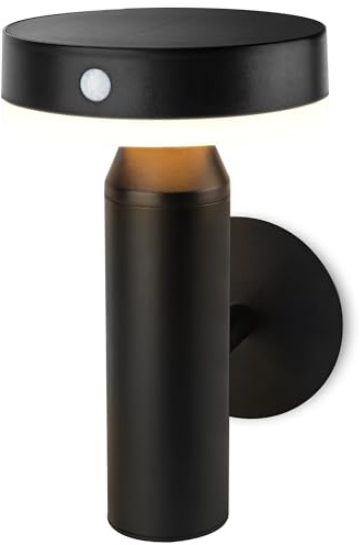 Brendz Applique murale solaire LED d'extérieur avec détecteur de mouvement, 400 lumens, étanche IP44, 2 modes d'éclairage, lumière blanche chaude 3000 K, lampe solaire LED pour extérieur, maun
