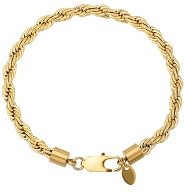 KRKC Kordelkette Armband Herren (18K Gold Vergoldet, 17.8)