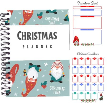 Urlaubsplanungs-Notizbuch, Weihnachtsplaner, festlicher Urlaubsplaner, Weihnachts-Eventplaner, saisonaler Planer für Feiertage, Weihnachts-Einkaufslistenplaner für Feiertage, 21,5 x 28 cm