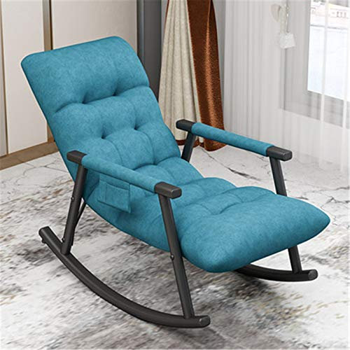 Gardeneea Schaukelstuhl Lazy Sofa Schaukelstuhl Erwachsener Nickerchen Zuhause Einzelbalkon Wohnzimmer Rückenlehne Freizeitsessel Liegestuhl (Blau 96x59x65cm)