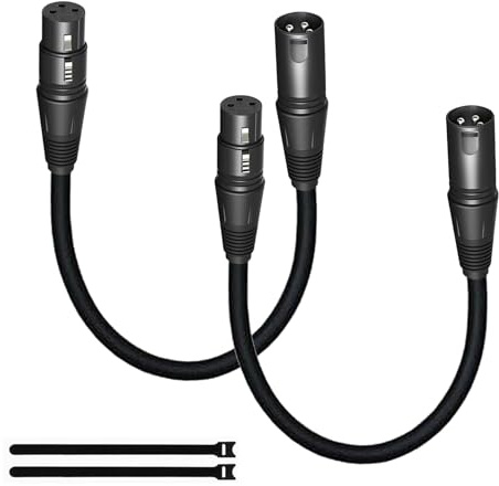 mudenx Short XLR Cables 1.6FT 2 Pack,XLR Male to Female Balanced Microphone Cord 3 pin, OFC Shielded 1 Foot Mic Cable