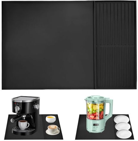 Coffee Mat & Tray for Machine, Silicone Coffee Mat with Raised Edges, 19x40cm, 40.5x61cm, Countertop Accessories