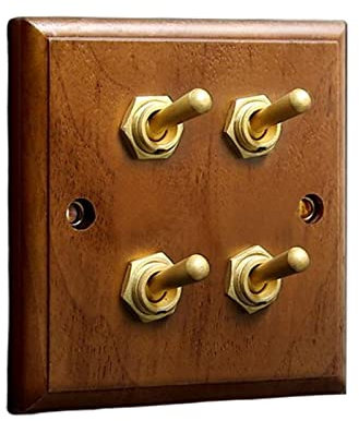 Fenteer Panel de Interruptores de Palanca de Estilo Retro, Interruptor de Luz, Interruptor de Luz de para El Hogar, La, La Habitaci, cuatro abiertos