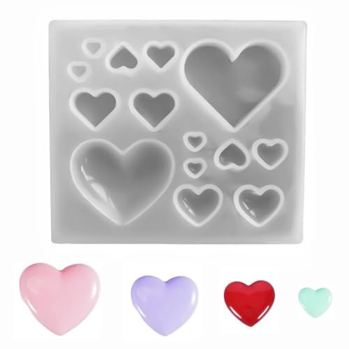 Love Heart Resin Moulds Cavity Small Handmade Casting Epoxy Resin Mold 3D Geometric Heart Silicone Moulds for DIY Jewelry Pendant Soap Gift Souvenir Home Decoration