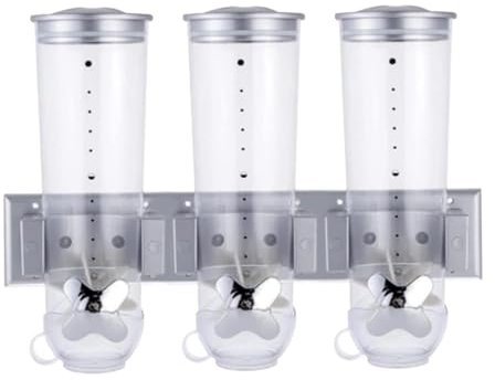 Dispensador triple de alimentos secos, dispensadores de productos secos de montaje en pared, contenedor triple indispensable de cereales para alimentos secos, contenedor de almacenamiento de granos de