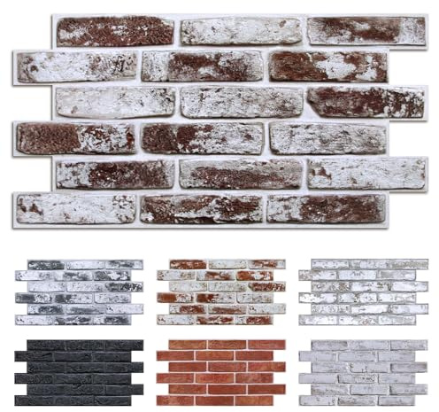 Commomy 12 Pièces Panneaux Muraux 3D Autocollants, 3 MM D'épaisseur, Aspect Brique Pierre, 58 x 30 cm, Revêtement Mural PVC pour Salon, Cuisine, Chambre à Coucher, Intérieur