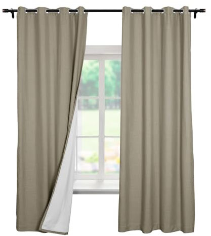Verdunkelungsvorhänge mit Leinenstruktur, 243,8 cm, für Schlafzimmer, Raumverdunkelung, wärmeisolierte Vorhänge, Nickel, Ösen, Kinderzimmervorhänge, Oxford Tan, 183,8 x 244,8 cm