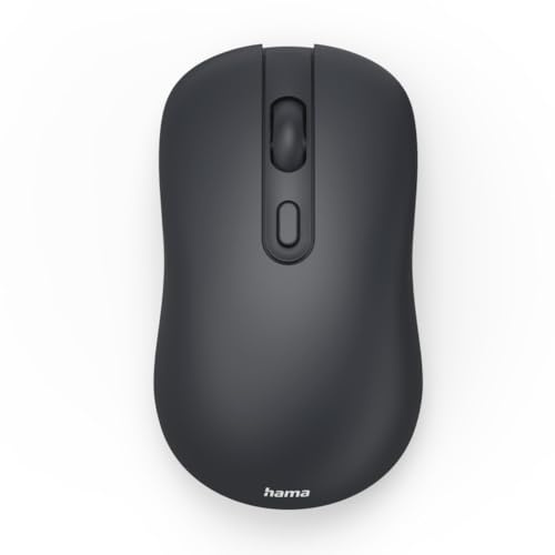 Hama kabellose Maus, optische Funkmaus für Rechtshänder/Linkshänder | Maus schwarz, für Laptop/PC, ohne Klickgeräusch, 4 Tasten, 800/1200/1600 dpi, 2,4 GHz Technologie, Standby Modus, Plug & Play
