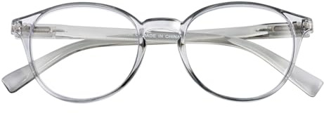 SKYWAY Blaulicht Brille für Damen und Herren, Blaues Licht Blockieren Brille, Leichte Runde Rahmen Computerbrille Gamingbrille,Nicht Verschreibungspflichtige Brille,Grau