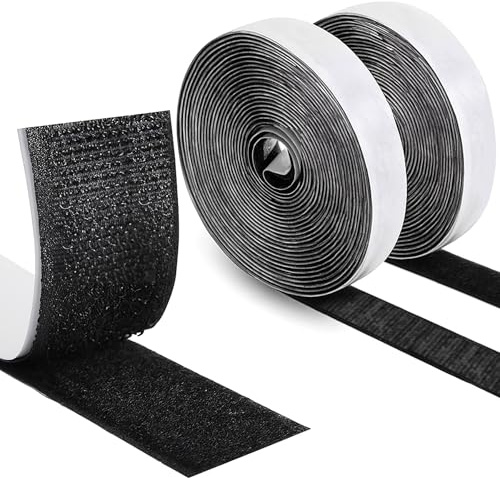 Heavy Duty Hook and Loop Tape Self Adhesive, 30mm x 5m Double Sided Tape | Hook And Loop Stick On Tape for Home Office Decor, Carpet Sofa Curtain Fabric Industrial Outdoor, Black