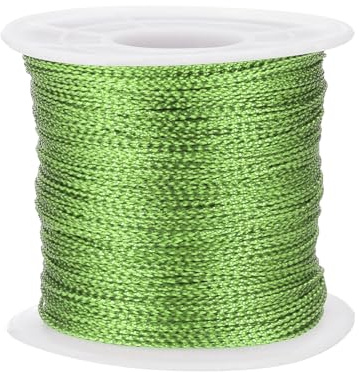 PATIKIL Metalliskt glittersnöre, 1 mm x 109 meter fruktgrönt snöre omslagsband icke-stretchiga strängar för present tråd prydnad hantverk tillverkning jul