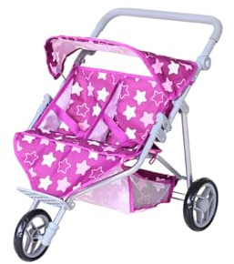 Knorrtoys 16745 Twin Doll's Pram Duo Star Dark Pink