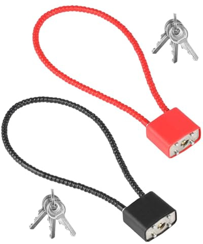 JUKOTA 2 Pezzi Lucchetto Corda Acciaio con Chiavi - Lungo,Resistente e Flessibile per Esterni/Interni,Valigie,Biciclette,Cancelli e Armadietti(Rosso,Nero)