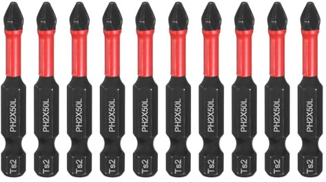 sourcing map 10pcs Impact Phillips Screwdriver Bit PH2 (#2) Anti Slip Tip 1/4 Hex Shank 2 (50mm) Long Magnetic Cross Screw Driver Industrial Power Drill Bits for Remove Fastening Screws
