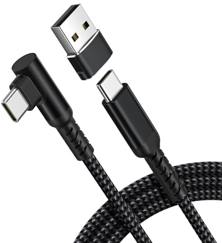 Elebase Cable USB Tipo C 60W Ángulo Recto 2M con Adaptador USB