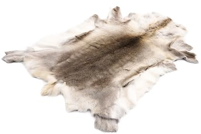 Premium Rentierfell Echt Finland 130-140 cm Weiß-Grau, Rentierfell, Fell | Natürliches Rentierfell – umweltschonend gegerbt, Naturfell, Fellteppich