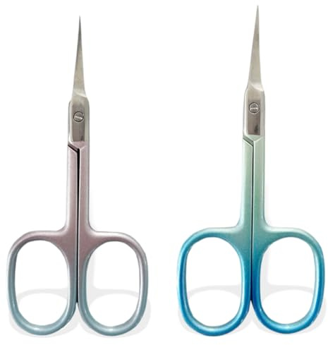 2 Pièces Ciseaux À Cuticules, Ciseaux À Cuticules En Acier Inoxydable, Ciseaux À Cuticules Incurvés, Ciseaux Coupe Cuticules Professionnels Lame Incurvée, pour Peaux Mortes, Cuticules, Sourcils, Cils