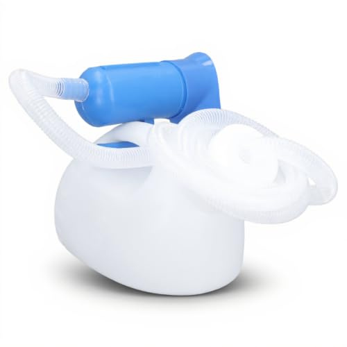 Dpofirs 2000 Ml Ergonomische Männliche Urinflasche mit Langem Schlauch, Tragbares Urinal für Männer, Reise-Urinal (WHITE)