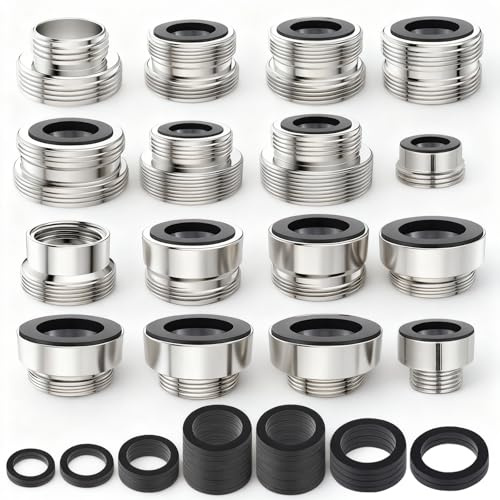Adaptateur Robinet Aérateur Connecteur d’Aérateur, 16 Pièces Adaptateur pour Robinet, Adaptateur Double Filetage pour Robinets, Lavabo, Tuyau d’Arrosage et Filtre à Eau