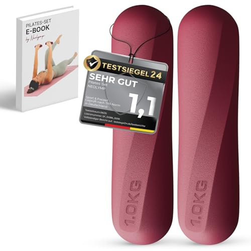 NEOLYMP Pilates Hanteln 1 kg – rutschfestes Silikon Hantelset – ergonomische Kurzhanteln 2er Set für Pilates, Yoga & Home Workout – kleine Hanteln für Frauen