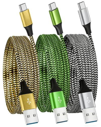 USB C Charger Cable,3Pack 2.8M/10FT USB to USB C Cable,Type C Fast Charging | 3A Long Fast Charging Braided Compatible with iPhone 17 16 15,Samsung Galaxy S24/S23/S22/S21/S20,HTC,LG,Google Pixel