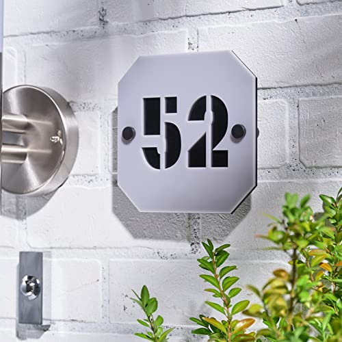 Domus House Signs PLACCA per INSEGNA Domestica Personalizzato con Numero civico in plexiglas Resistente alle intemperie con Staffa in Alluminio, Inossidabile, Resistente ai Raggi UV