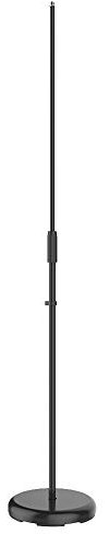 Vonyx MS100B Adjustable Microphone Stand with Heavy-Duty Round Anti-Vibration Base - Metal Upright Tube, Black Finish, Ideal for Bands, Schools, Singers, Includes Cable Clips & Thread Adaptor