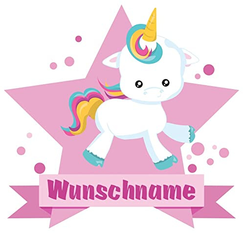 Samunshi® Süßes Baby Einhorn Aufkleber mit Namen Autoaufkleber Namensaufkleber Kinder - 15x13,1cm mehrfarbig