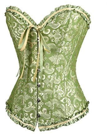 SxyBox Corsetto Donna Sexy Burlesque Overbust Corsetti Bustino per Halloween, Carnevale e Feste,Verde,S