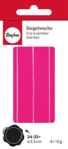 Rayher 32020264 Siegelwachs, pink, 4 Sticks á 12 g, ohne Docht