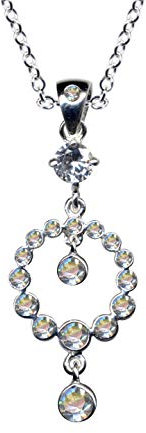 HALSKETTE mit Anhänger/Echt Silber 925 mit Zirkonia/Jugendstil Collier/Steinfarbe: klar weiss/neu modern exklusiv extravagant/Online Shop Schmuck kaufen / 54049
