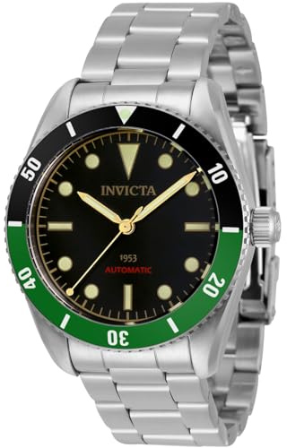 Invicta Vintage Pro Diver 34335 Herren Uhr - Wasserdicht - Analog - Automatikuhr - Edelstahl mit schwarzen zifferblat - 40mm